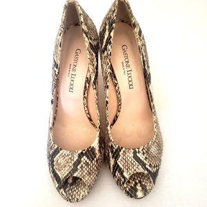 Gastone Lucioli Peep Toe Heels-Python Skin 8.5